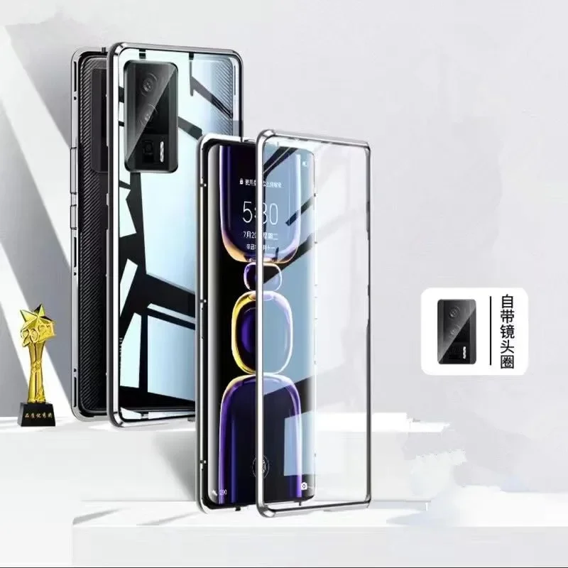 Enhanced Magnetic Adsorption Phone Case with 360° Full Protection and Glass Finish
