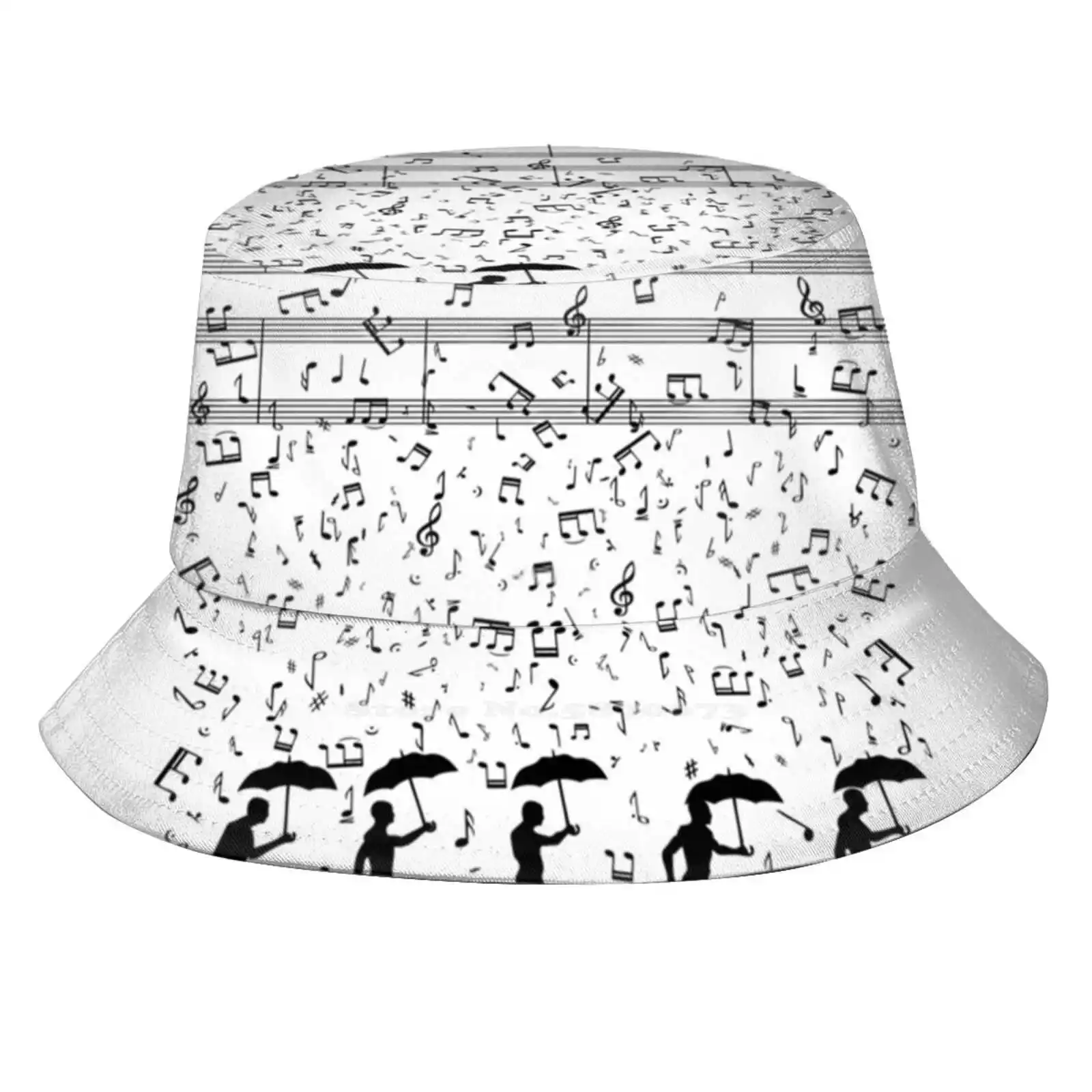 Canto In Raaaain Print Bucket Hats Sun Cap Canto Rain Notes Sheet Inverno Primavera Estate Autunno Heavy Light Walk Umbrella