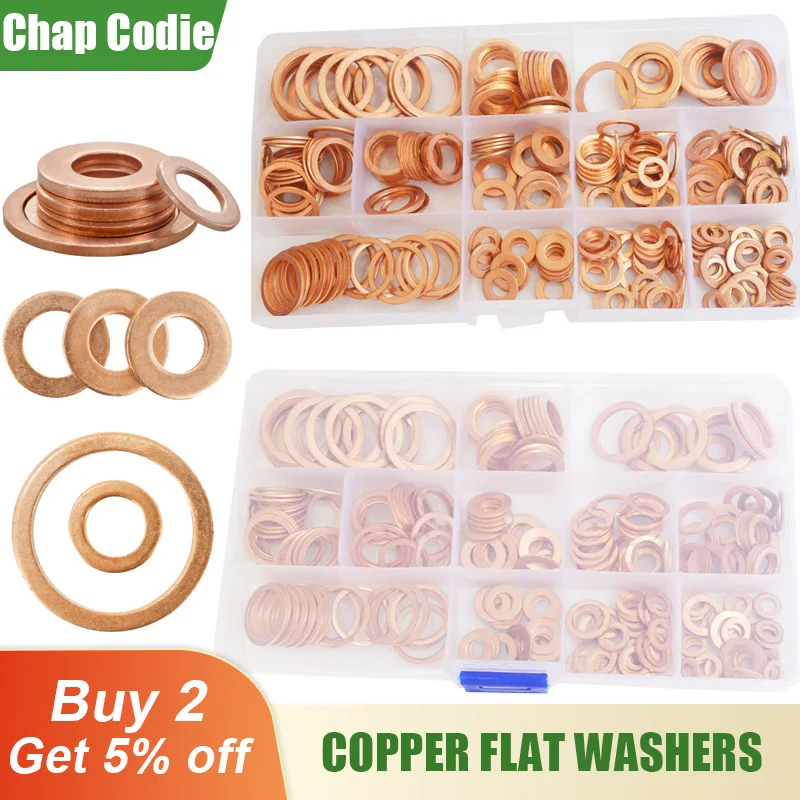 M5-M6-M8-M10-M12-M14-M16-M20-Solid-Pure-Copper-Washer-Gasket-Sump-Plugs ...