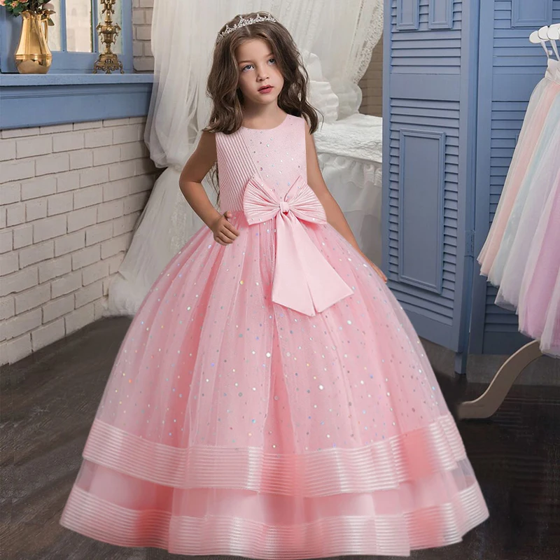 Abo da principessa per ragazze giovani con mantella con paillettes a forma di fiocco di neve, gonna a palloncino in tulle a maniche lunghe con strascico, adatto per feste di compleanno, passerelle