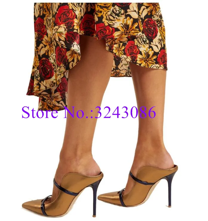 

New Arrival Mixed Color High Heels Lady Sandals Sexy Pointed Toe Thin Heel Casual Slippers Woman Fashion Slip-on Dress Shoes