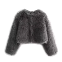 Spring Women's Cardigan Jacket Round Neck Pocket Fur Coat Solid Loose Suede Jacket Streetwear Vintag Outerwear 1