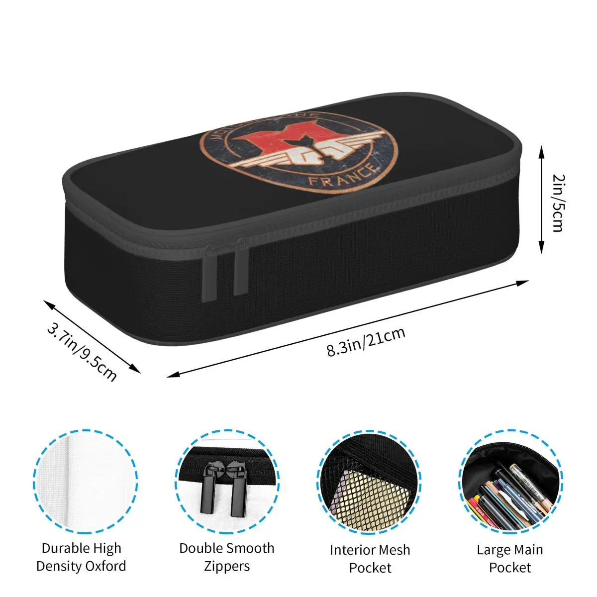 MOTOBECANE . Retro Badge Pencil Cases Large Storage Pen Bags Pen Box Pencil Pouch For Boys Girls Students Stationery School