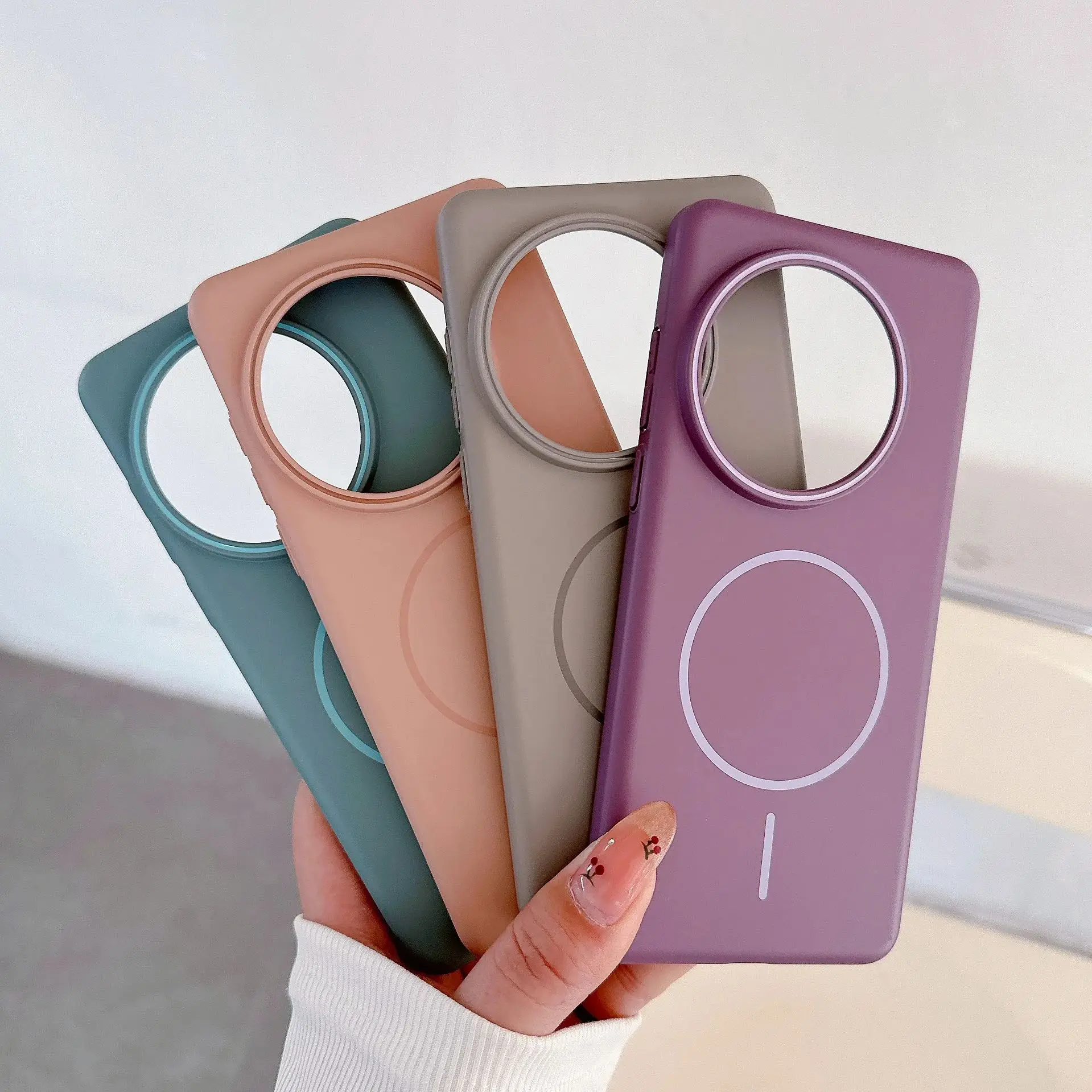 Magnetic Candy Color Frosted Case with Wireless Charging and Matte Color Lens Protection