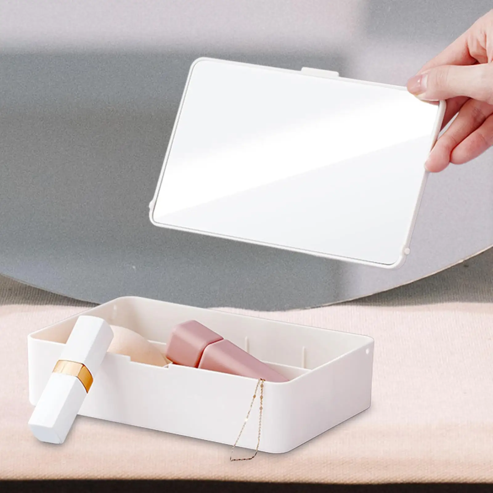 

Органайзер для косметики, женская бижутерия, Женский органайзер для хранения сережек, косметический Органайзер с зеркалом для путешествий, туалетный столик