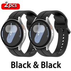 Versatile Silicone Watch Band - Premium Quality Strap for Galaxy Watch 7 44mm (Black-Black)