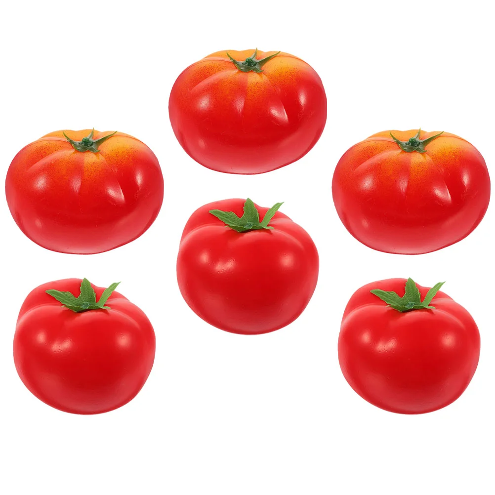 6 Pcs Imitation Tomato Faux Greenery Tomatoes Kitchen Decoration Props Fake Vegetable Models Artificial Pops Plastic Foam Nurse