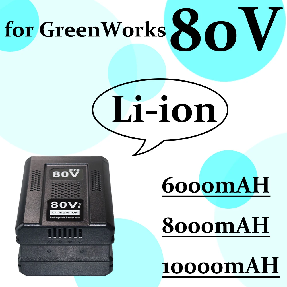 

80V 6000/8000/10000mAh Ersatz Batterie for Greenworks PRO 80V Li-Ion Batterie GBA80150 GBA80150 GBA80200 GBA80250 GBA8030