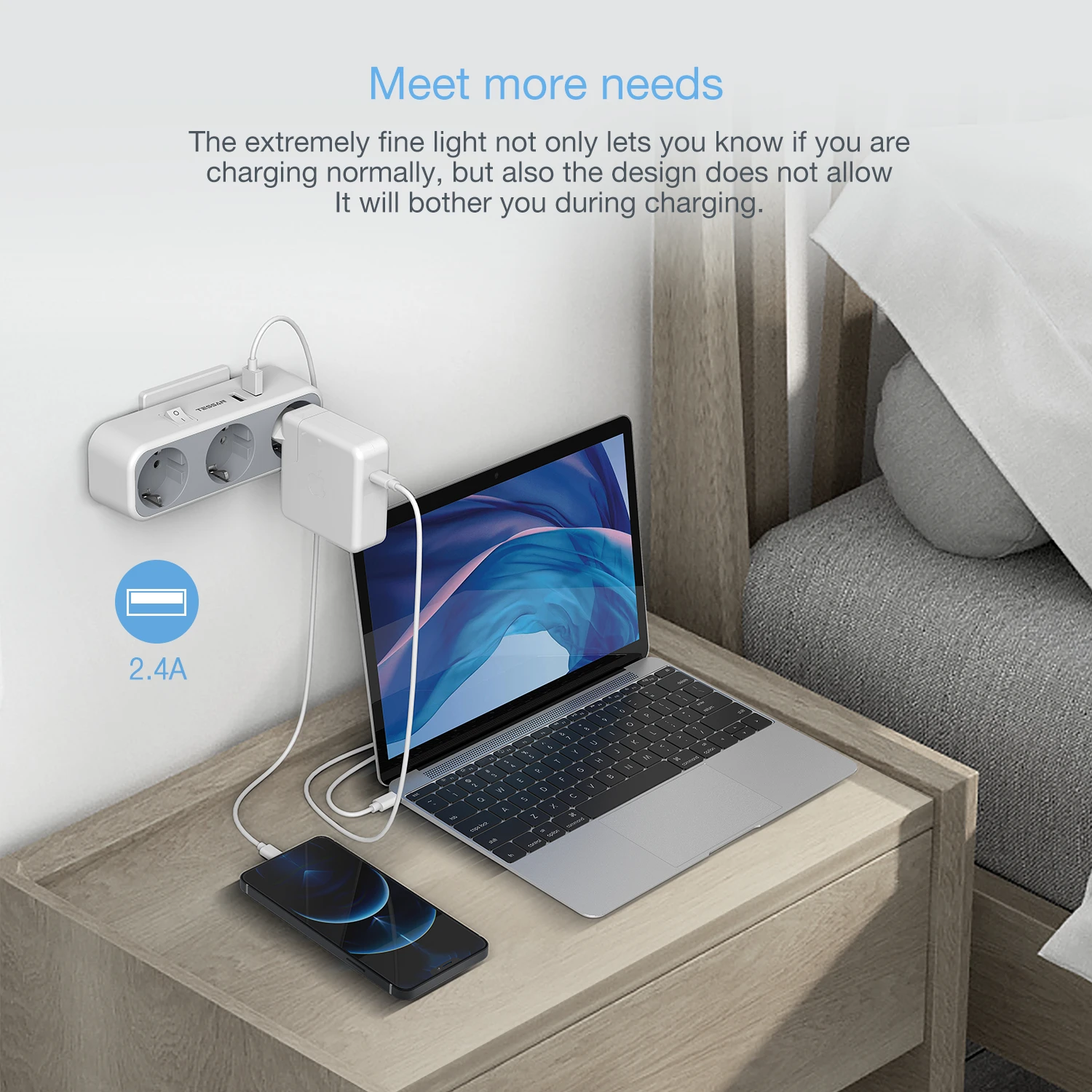 TESSAN Multiple Wall Socket Extender with 3 AC Outlets 2 USB Ports Switch EU Plug Power Socket Adapter Charger for Home Travel power strip plug adapter electrical socket power plug adapter wall socket extender