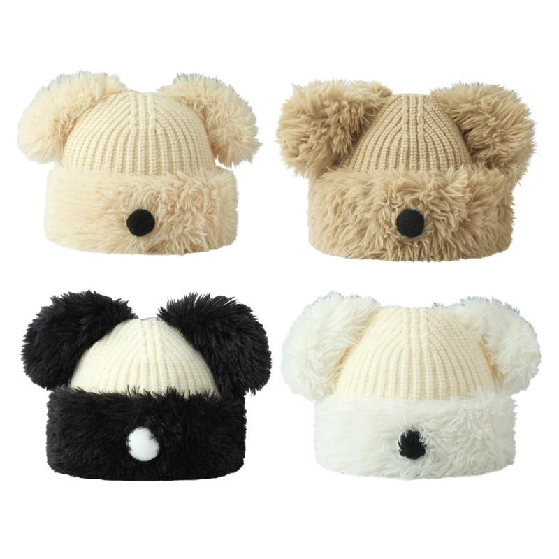 

Funny Cartoon Hat Girls Plush Beanie Cold Weather Warm Bonnet Skiing Cycling