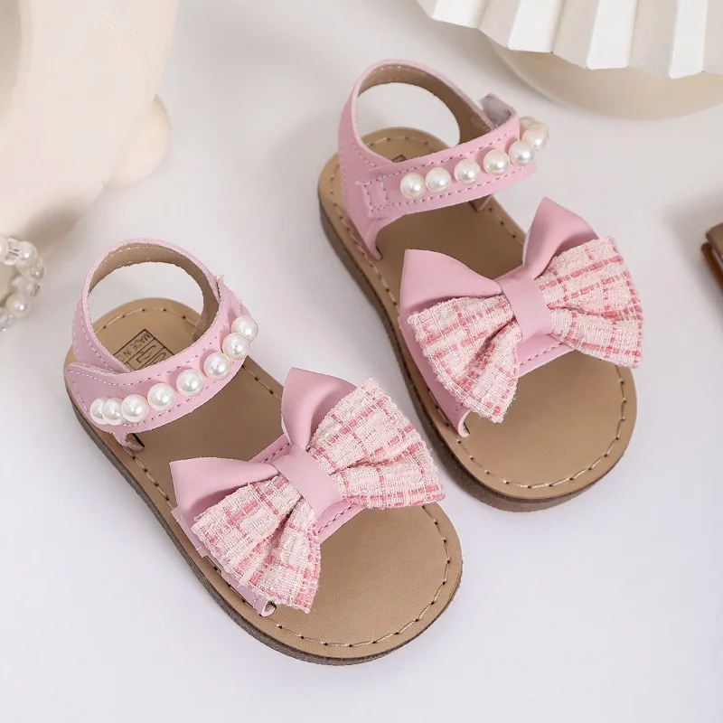 Little Girl Sandal Summer New Sweet Bowknot Children Fashion Princess Causal Sandals School Open-toe Versatile Kids Flat Sandals