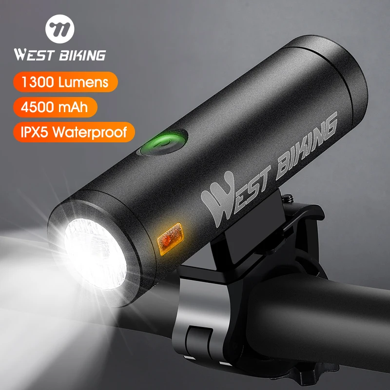 WEST BIKING 4500mAh Bike Light 1300LM Front Lights USB