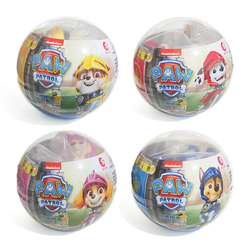 Paw Patrol Capsule Toys Building Blocks Egg Gacha Assemblaggio Anime Figure Rescue Knights Macerie Chase Skye Marshall Kids Gifts