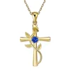 Classic Cross Rose Gold Color Necklace Exquisite Inlaid Crystal Birthstone Pendant Necklace Fashion Jewelry Gifts for Friends 4