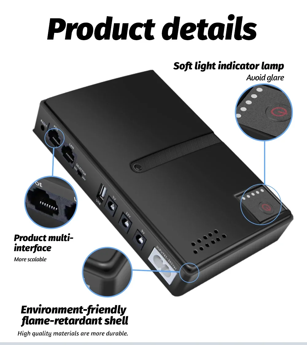 AC85-265V DC1018P Router 5V9V12V Optical Cat Monitor Backup Uninterruptible 10400Mah DC Power Supply Charger Cell Phone UPS, portable ups,dc power supply,mini ups,uninterruptible power supply