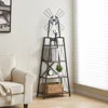 4-Tier Narrow Book Shelf, Bookcase for  Office, Living Room, Bedroom, Kitchen, Rustic Brown and Black 1