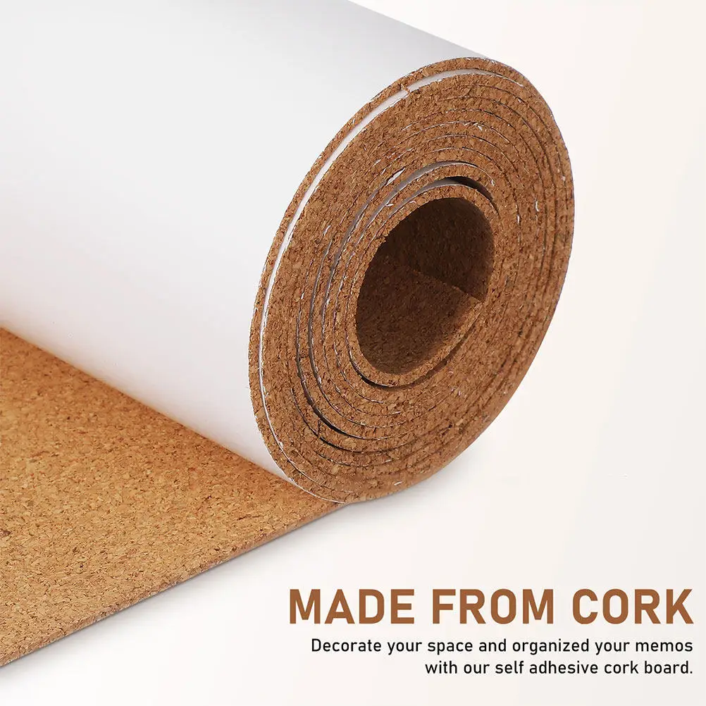 자가 접착 코르크 롤 20x200x1mm 두께의 유연한 보드, 벽 코르크 서랍 라이너 DIY 공예품, 소음 감소, 사무실, 학교, 메모용