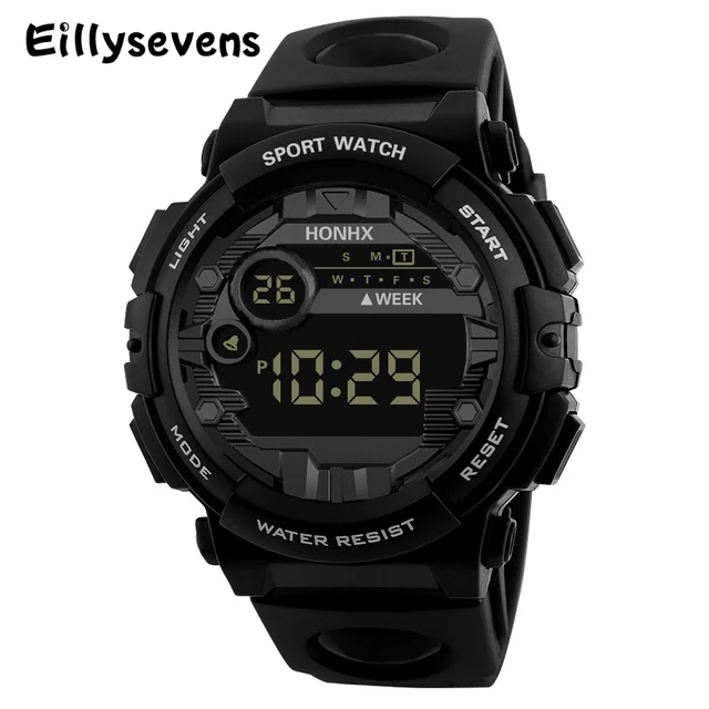 Cool luminous men sport watch high end silicone strap military wrist watch led calendar waterproof digital