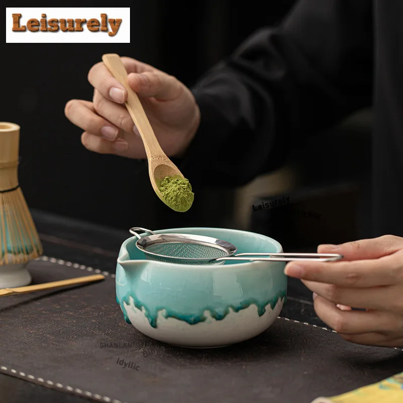 Kiln Fambe Glaze Matcha Set Eight-piece Ceramic Tea Bowl Hundred Book Stand Whisk Imitation Song Dynasty Accessories Supplies