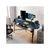 Gaming Desk with Led Lights,72" Large Wing-Shaped Studio Desk W Keyboard Tray, Computer Desk Table W Monitor Stand 4