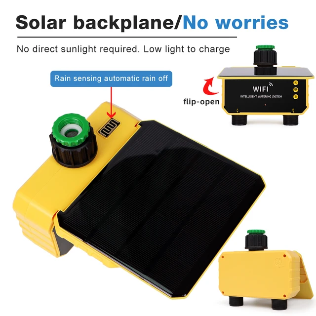 Smart WiFi Irrigation Watering Timer LCD Display Solar Irrigation Controller 1/2 Zone Automatic Watering System for Garden Lawn 4