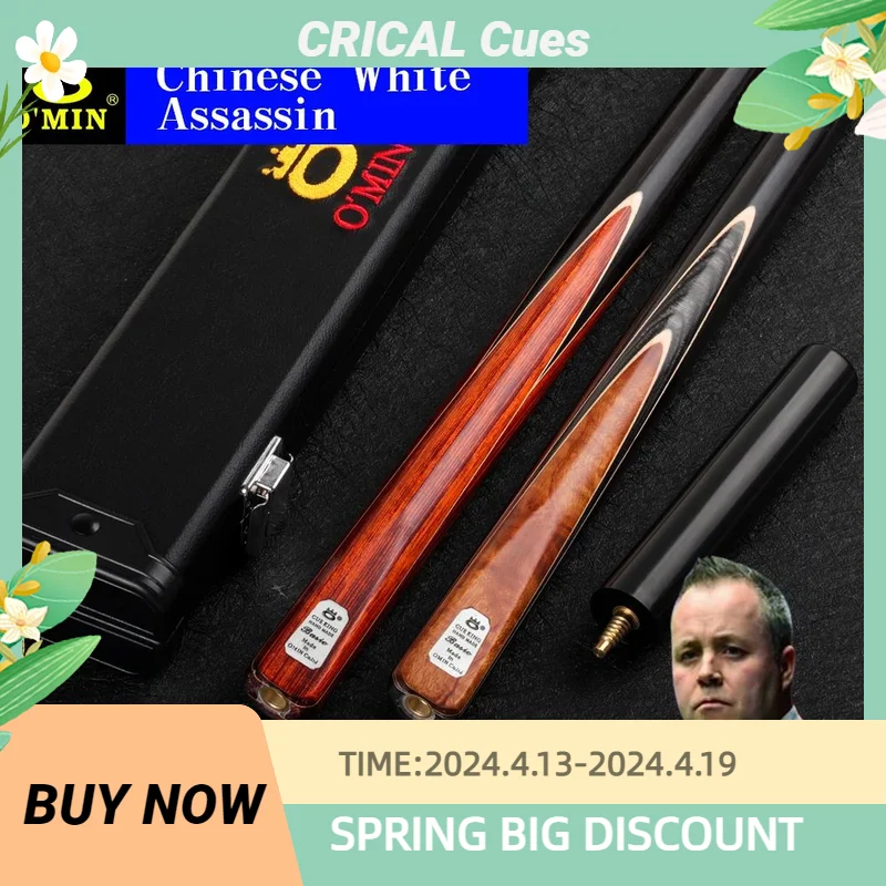 

O'Min-Assassin Split Snooker Cue, 9.5mm, 11.5mm Tip, Rare Wood Inlaid, Handmade Ebony Butt, Professional Stick