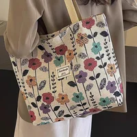 Sac à bandoulière simple de grande capacité pour femmes, sac en toile de Style Ins, sac fourre-tout pour classe, sac de transport 2