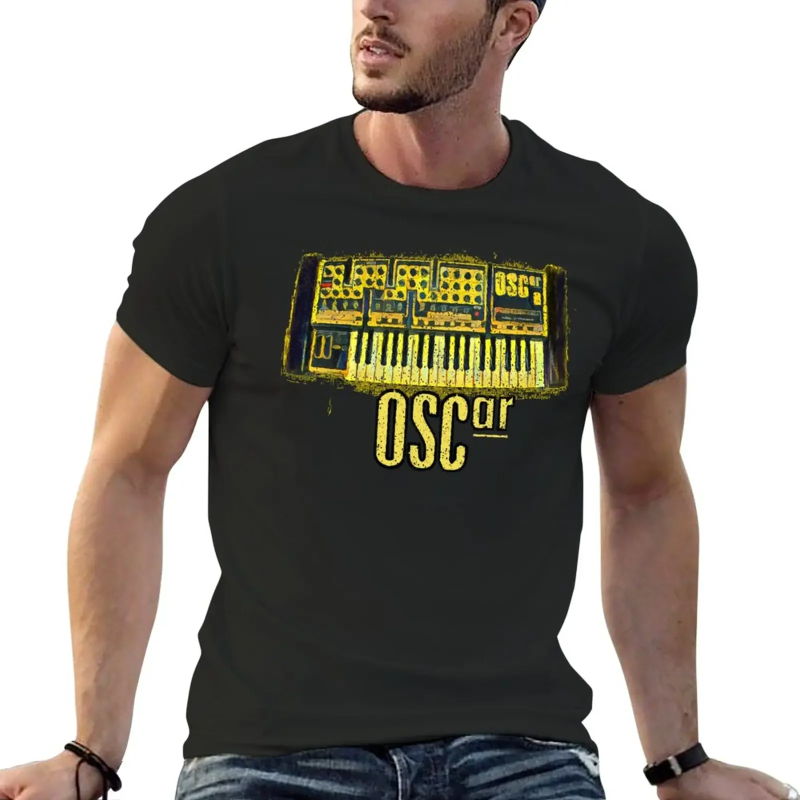 

Synthesizer Legend- Oscar Synth - Oil Paint Style T-Shirt Blouse vintage clothes mens cotton t shirts