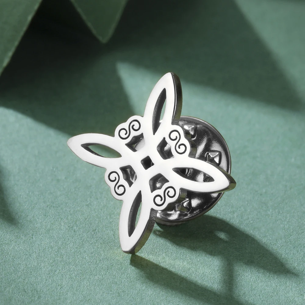 Dawapara Hexenknoten-Brosche, Pins, Celtics Trinity-Knoten, Triquetra-Symbol, viel Glück, heilige Geometrie, Wicca-Schmuck, Edelstahl – Detail 20