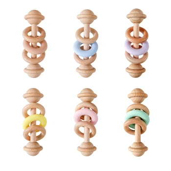 Wooden Silicone Baby Rattle 1