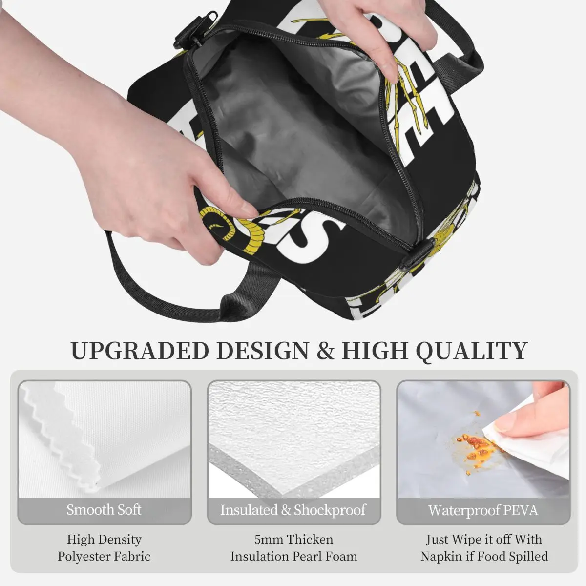 FaceHugger Alien Xenomorph Shoulder Lunch Bags Insulated Bento Box Leakproof Lunch Tote Picnic Bags Cooler Bag for Woman Kids