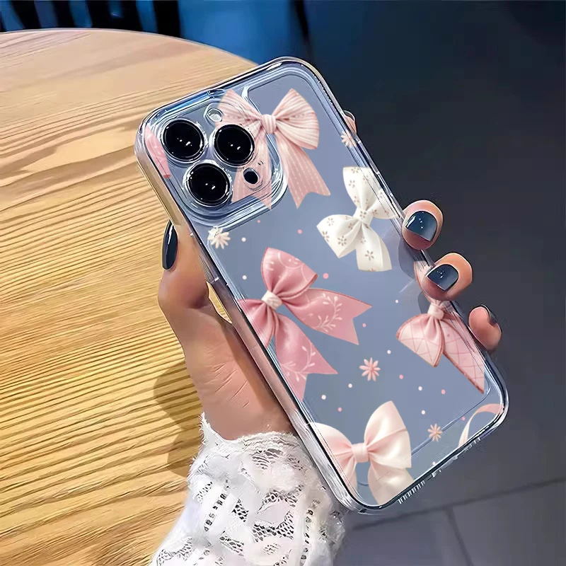 Transparent TPU Phone Case with Pink Bow Design