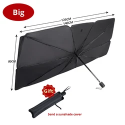 Versatile Foldable Car Sunshade Umbrella - Interior Protection Cover (Silvery Big)