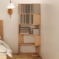 Solid wood corner bookshelf rack floor home living room corner multi-layer storage simple storage cabinet 5
