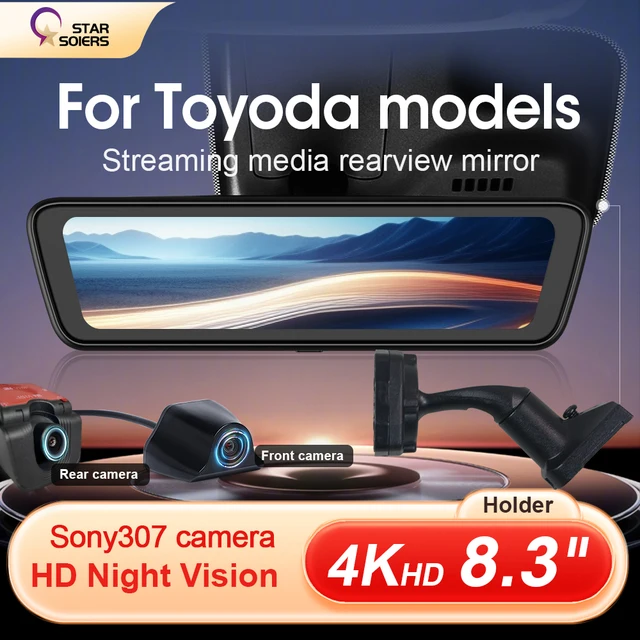 Dashcam 24h Touch Night Vision 4K GPS WIFI 8.3 Inch For Toyota Model DVR Ultra HD 3840*2160P Sony Rear Camera Rearview Mirror
