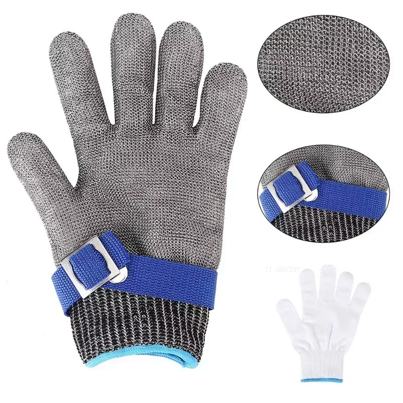 

Stainless Steel Grade 5-9 Anti-cut Wear-resistant Slaughter Gardening Hand Protection Labor Insurance Steel Wire Gloves 1PC