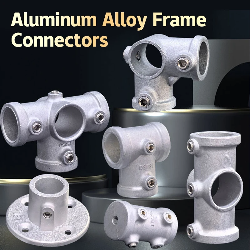 1Pc Aluminum Alloy Connector Elbow Tee Base Flat Three-dimensional Fitting Connection Fastener 20/25mm Steel Tube Shelf Parts