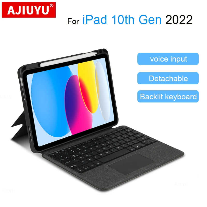 

Smart Voice Keyboard For iPad 10th generation 2022 10.9" A2696 A2757 A2777 iPad 10 Case TouchPad Backlight Separable Cover