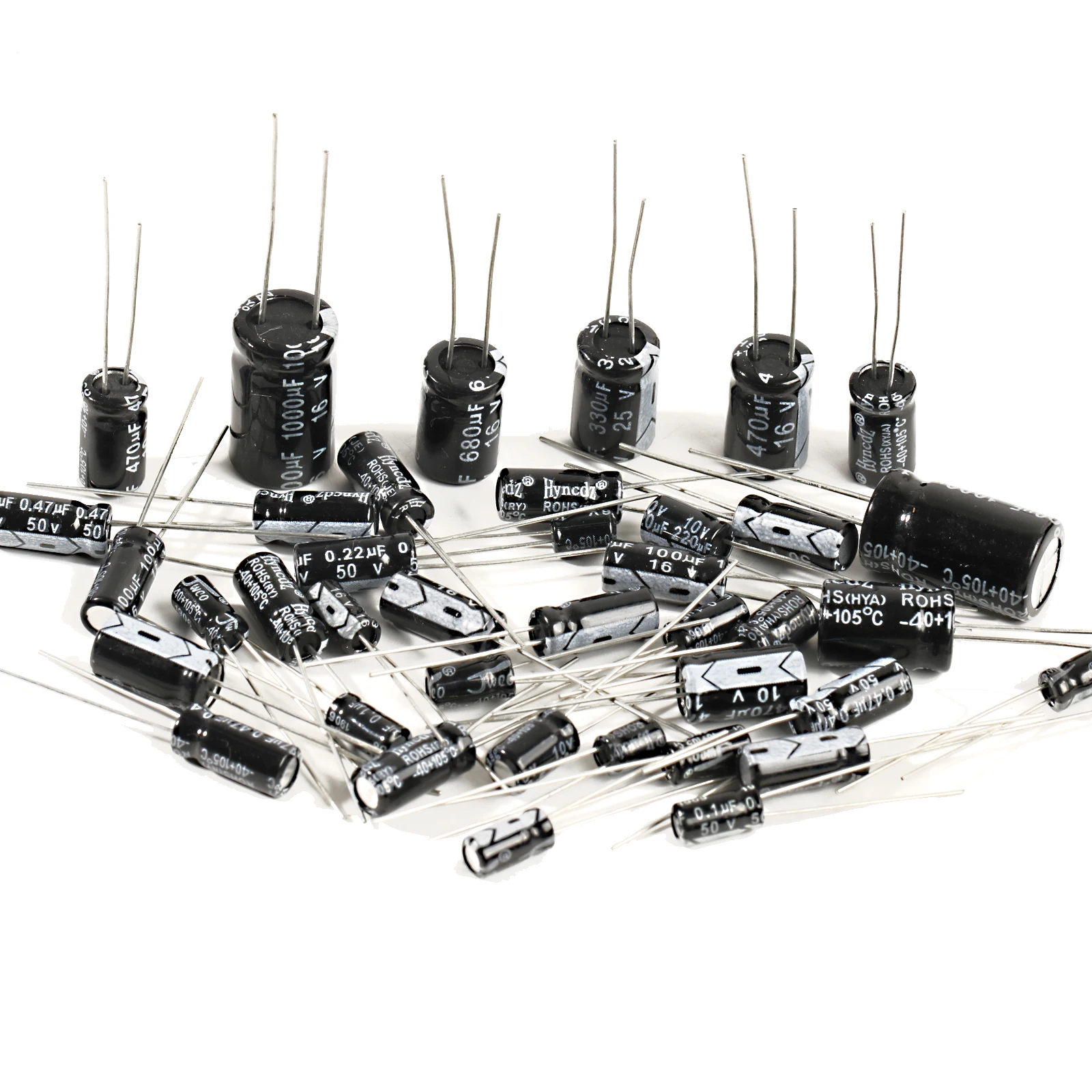 Aluminum Capacitor 10v 16v 25v 50v 0.1uf 1uf 2.2uf 33uf 47uf 220uf 470uf 680uf 1000uf
