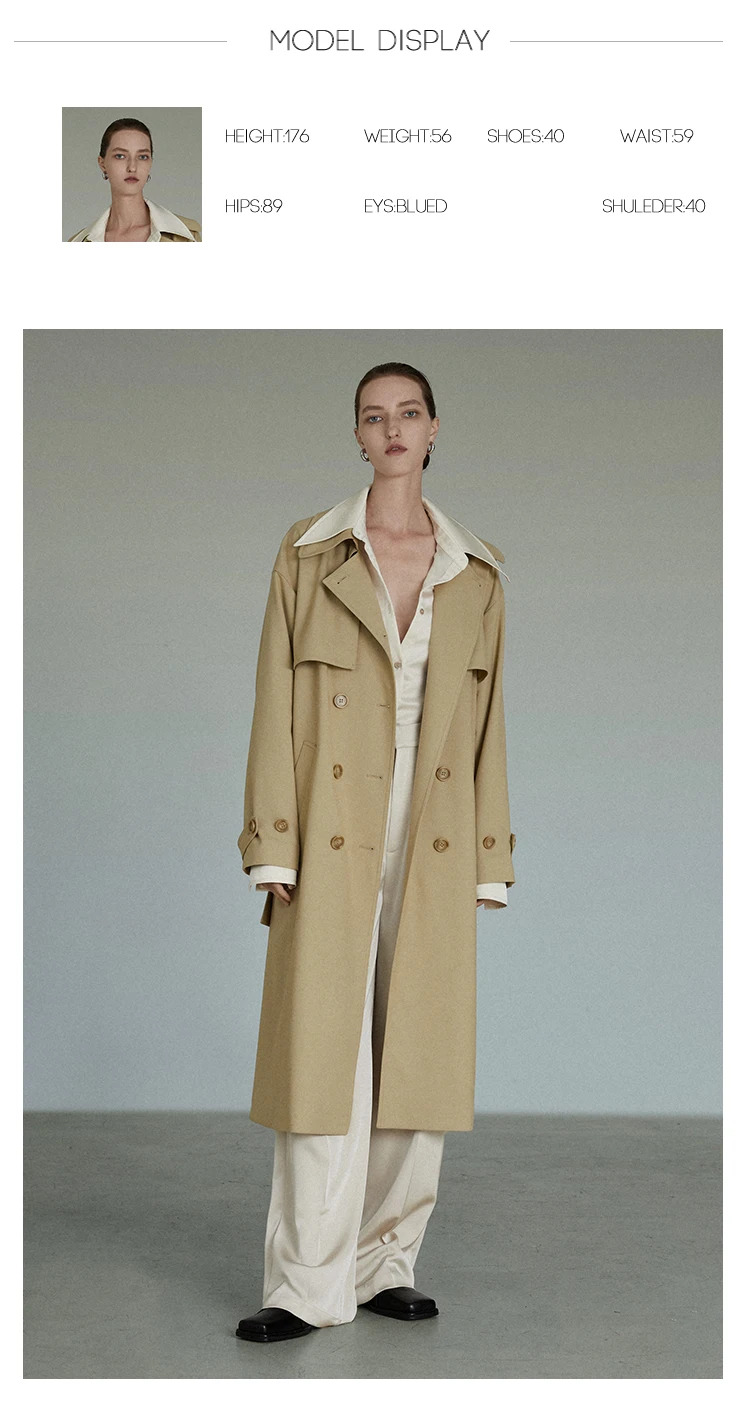 UNSPOKEN 2022 Spring New Design Green Patchwork Tie Trench Oversize Women Trench Coat long puffer coat