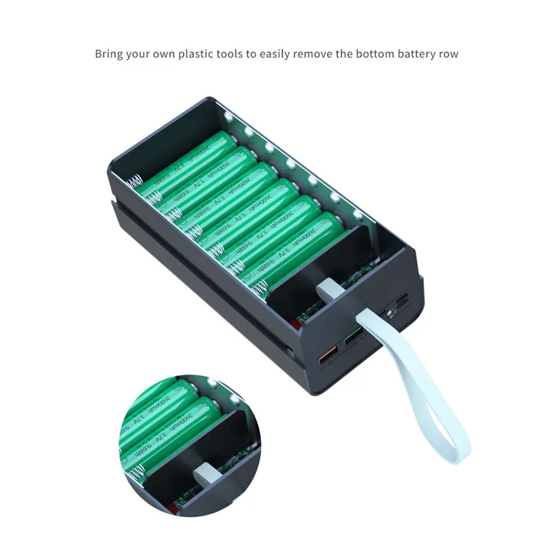 T21 배터리 보관 상자 21*18650 손전등 보조베터리 케이스 배터리 홀더 상자 듀얼 USB 18650 배터리 DIY 쉘 보관