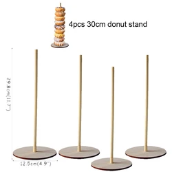 Rustic Wooden Donut Wall Display Stand for Celebrations and Events (4pcs stand)