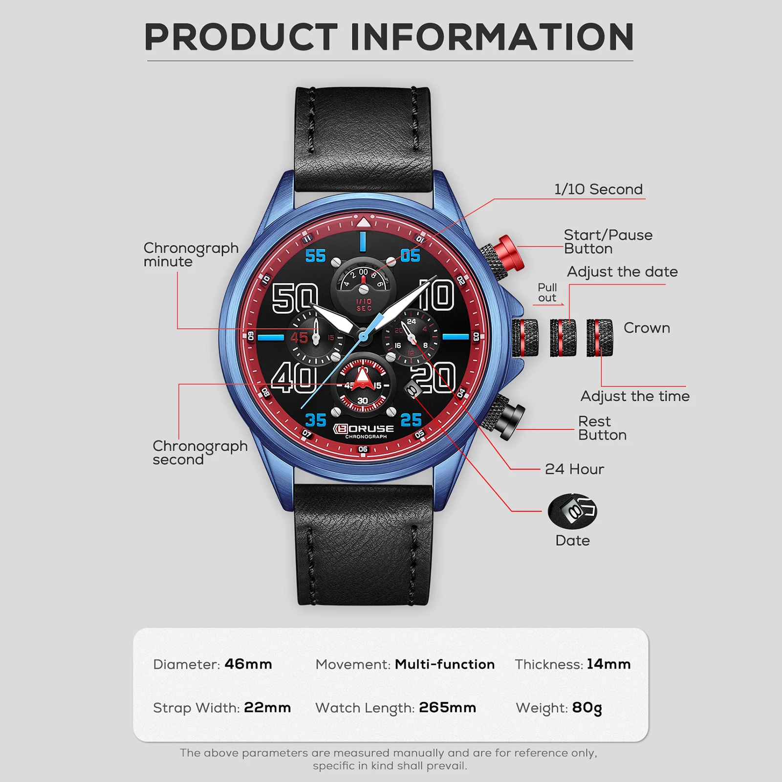BORUSE New Mens Watches Top Brand Luxury Men Wrist Watch Leather Quartz Watch Sports Waterproof Male Clock Relogio Masculino+Box