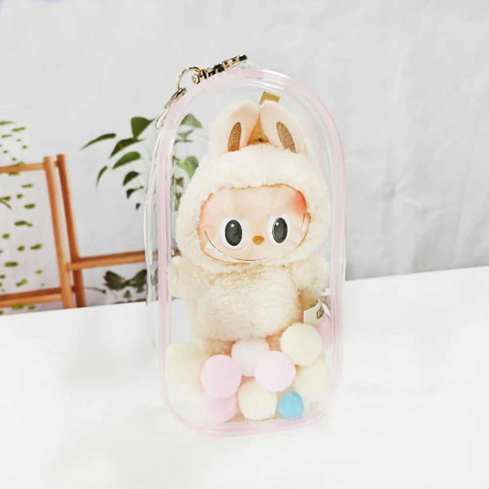 19*10cm Transparent Mystery Box Storage Case Anime Ornaments Mystery Box Organizer Box Plush Dolls Display Bag With Keychain