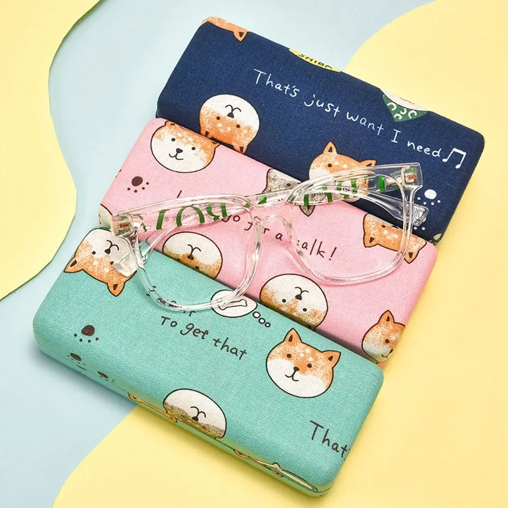 

Portable Simple Glasses Box Spectacle Case Cute Cotton Linen Anti Pressure Sunglasses Storage Box