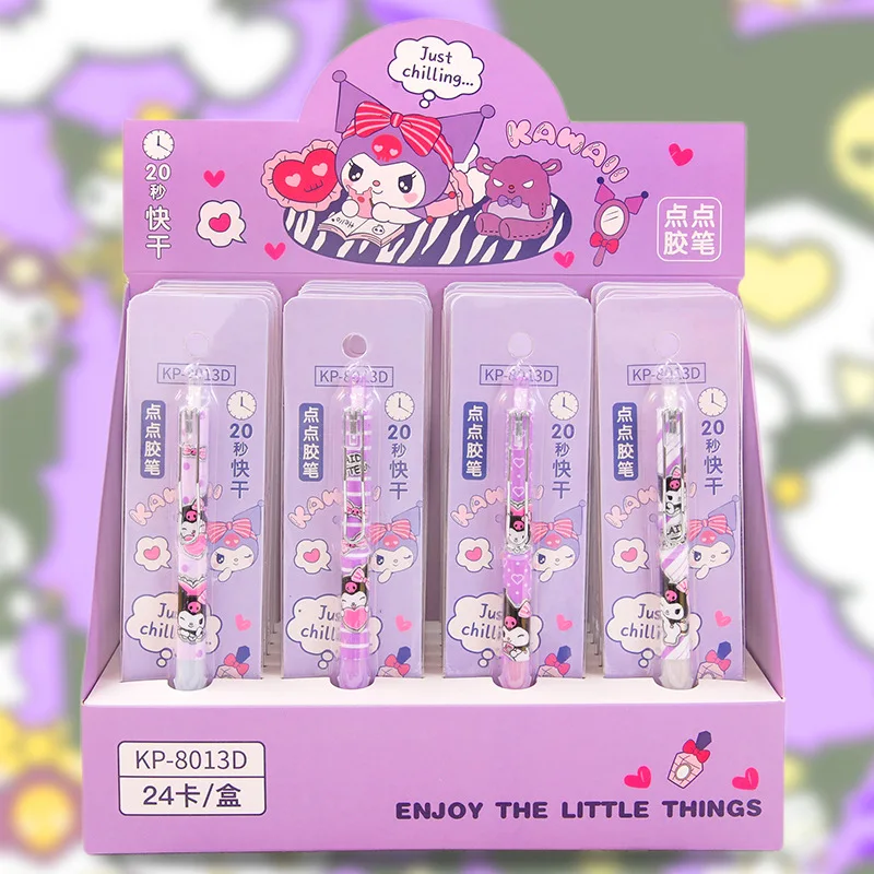 

Cartoon Sanrio Kuromi Point Glue Pen Cute Quick-drying Handbook Glue Press Pen Creative Stationery Student Stationery