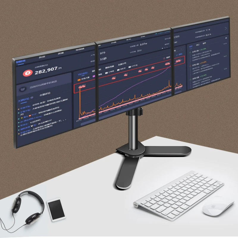 

Three screen monitor bracket, left and right splicing, computer desk, multi adjustable rotating base 27/32 inches