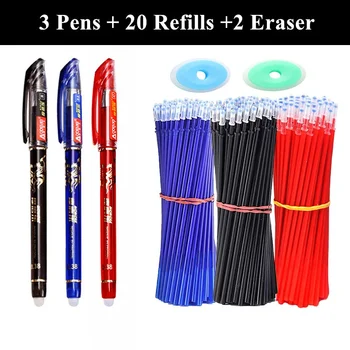 3 penne Gel cancellabili 20 ricariche per penna 2 gomme da cancellare riutilizzabili penne per schizzi da disegno con ricarica per materiale scolastico per ufficio per studenti