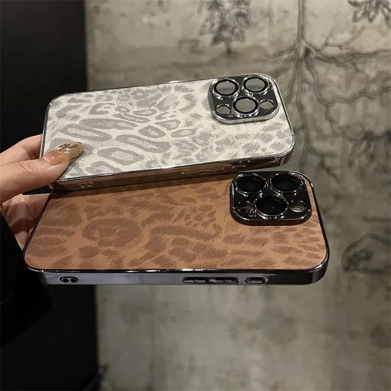 Luxury Leopard Texture Leather Case with Shockproof Lens Protection