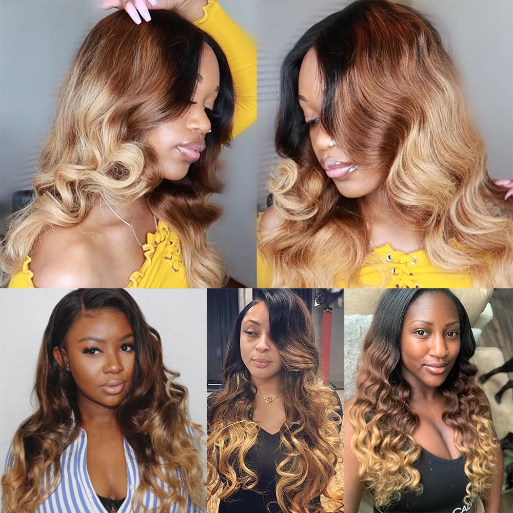 Colored Body Wave Human Hair Bundles Brazilian Hair Weave Bundles Ombre 100% Human Extension Remy Weaving 1/2 Pieces